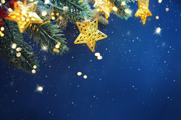 Christmas background, Christmas tree brunch with christmas ornament