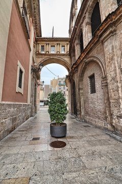 Cathedral arch Barchilla street in Valencia, Spain