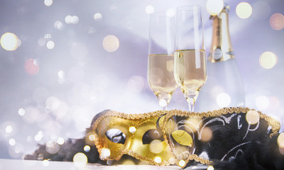 Carnival mask with glittering background
