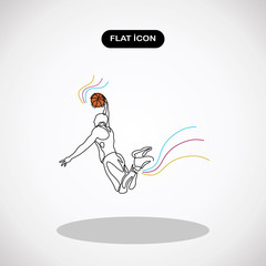 Continuous Line Drawing of Basketball Player.Simple logo vector illustration for graphic and web design.