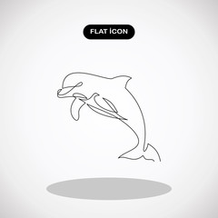 Line style dolphin vector illustration- continuous line drawing.Simple logo vector illustration for graphic and web design.