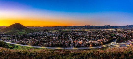 Housing Panorama at Sunrise  with Mountain