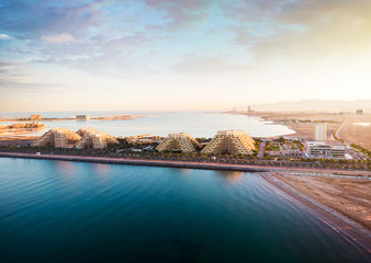 Obraz premium Marjan Island in Ras al Khaimah emirate in the UAE aerial view