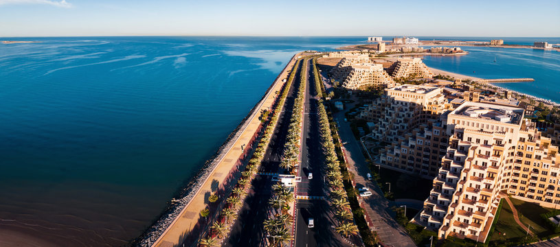 Marjan Island in Ras al Khaimah emirate in the UAE aerial view