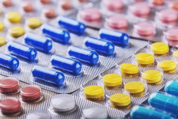 Medications for treatment. Tablets and capsules in blisters