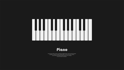 Music black background with piano keys. 