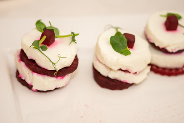 red beet duet and goat cheese