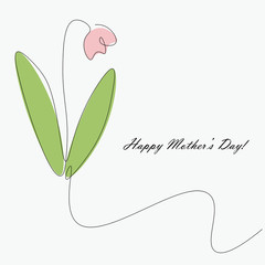 Happy mothers day card with beautiful flower vector illustration