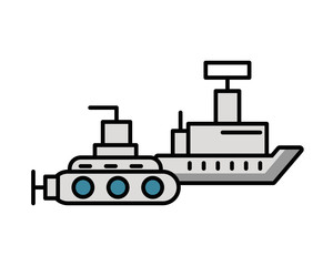 submarine military force with ship