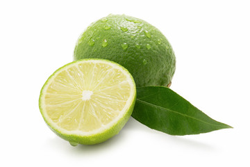 Sweet limes with leaf isolated
