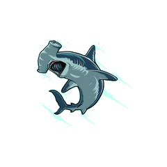 Angry Hammer Shark character Illustration