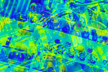 Electronic Circuit Board Detail Multicolored Background
