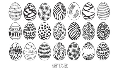 Easter eggs, Happy Easter. Vector illustration. Hand drawn.