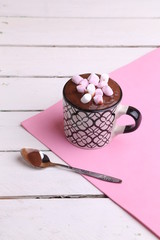 cup of delicious homemade chocolate with marshmallows
