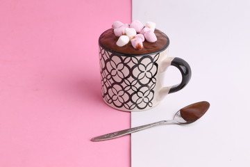 cup of delicious homemade chocolate with marshmallows