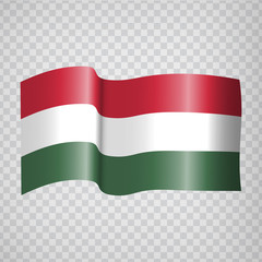 3D Realistic waving Flag of Hungary on transparent background.  National Flag of  Hungary for your web site design, app, UI. Europe. EPS10.