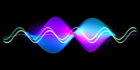 Speaking sound wave lines illustration.Colorful gradient motion abstract background.