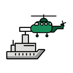 Obraz premium helicopter military force with ship