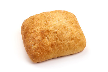 Freshly baked flour bread, homemade buns, isolated on white background