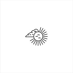Cloud Sun logo Icon template design in Vector illustration. Black Logo And White Backround 
