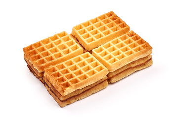 Belgian waffles, isolated on white background