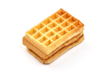 Traditional American Waffles, isolated on white background