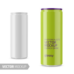 White glossy energy drink can vector mockup.