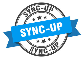 sync-up label. sync-upround band sign. sync-up stamp