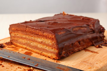 Cake is ready. Making Chocolate Hazelnut Meringue Cake.