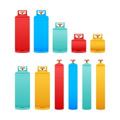 Gas cylinder vector tank. Lpg propane bottle icon container. Oxygen gas. Vector stock illustration