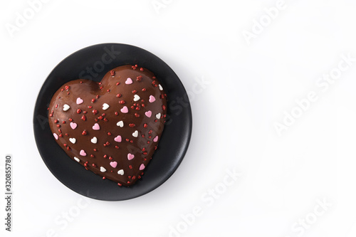 Heart shaped cake for Valentine's Day or mother's day isolated on white background copy space