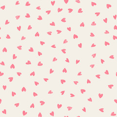 Doodle Lovely Valentines Day background seamless pattern with cute hearts. Vector illustration.