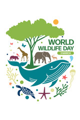 Naklejki  World Wildlife Day Logo design template, March 3