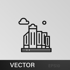 City, skyline, building outline icon. Element of landscapes illustration. Signs and symbols outline icon can be used for web, logo, mobile app, UI, UX