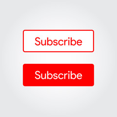 Subscribe on online video channel. YouTube follow red button. Video blogger icon. Web element ui. Vector illustration. 