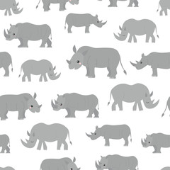 Seamless pattern vector of cute rhino.