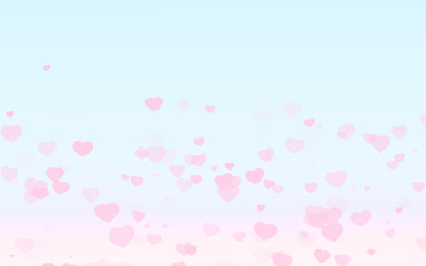 Valentine day pink hearts on blue background.