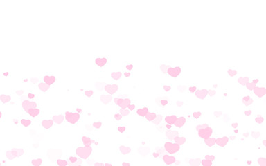 Valentine day pink hearts on white background.