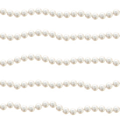 Pearls. White background. Jewelry. Necklace. Beads. Decoration. Abstract vector illustration. Seamless pattern.