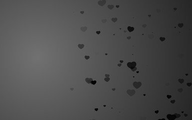 Valentine day black hearts on gray background.