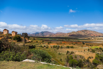 Fototapeta na wymiar Desert Landscape close to the Isalo national park in Madagascar