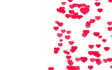 Valentine day pink red hearts on white background.