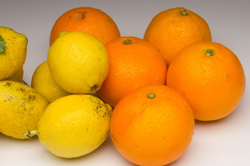 Still life of Lemons and oranges and other vegetables