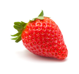 red ripe strawberries on white
