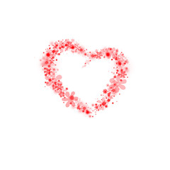It's Valentine's Day time! Red flowers arranged in a heart shape on a white background.