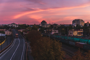 Fototapeta na wymiar закат в городе одесса, sunset in Odessa