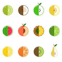 Fruits equally oriented seamless vector pattern isolated