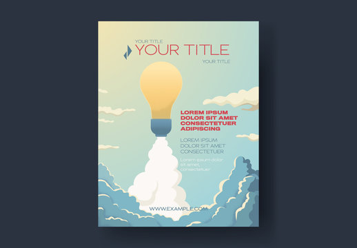 Event Flyer Layout with Lightbulb and Sky Illustrations