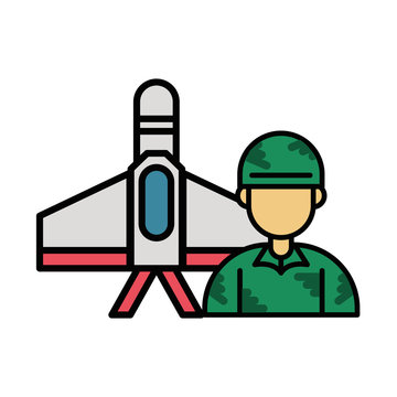 airplane military force with soldier