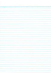 Fototapeta premium Sheet of looseleaf paper,detailed lined paper texture, isolated, school exercise book